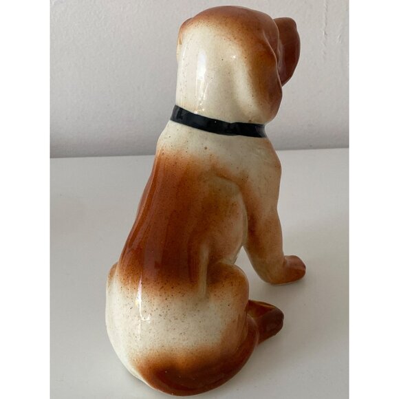 Hound Dog Vintage Glazed Ceramic Sitting Figurine Unmarked 7 Inches - Picture 10 of 16